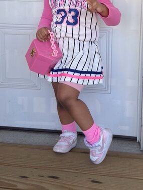 3t toddler girl jersey dress 
Pink and blue